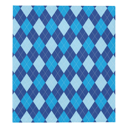 Argyle Blue Pattern Print Design 02 Premium Quilt