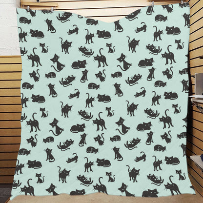 Black Cat Pattern Print Design 04 Premium Quilt