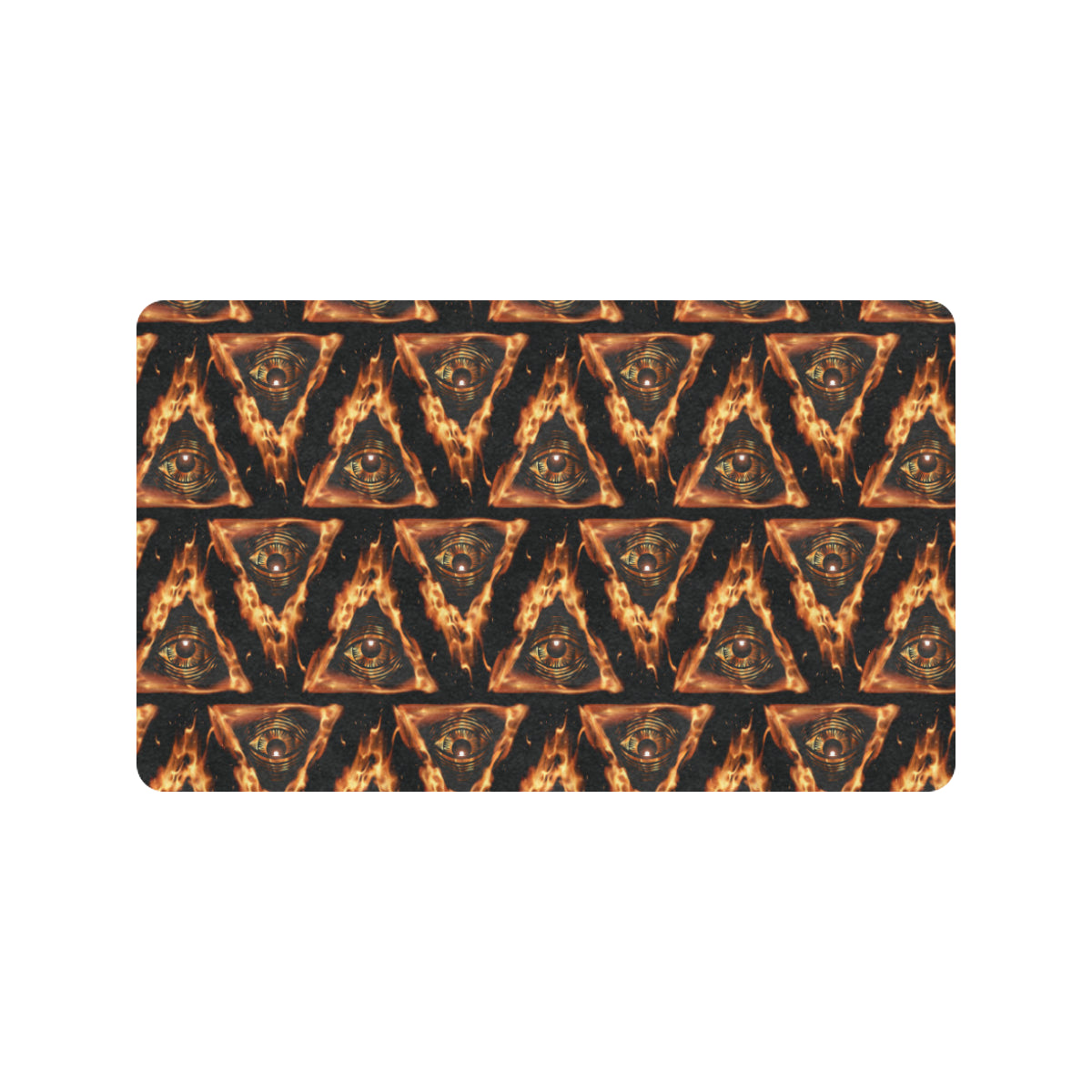 Eye of Horus in Flame Print Rubber Doormat