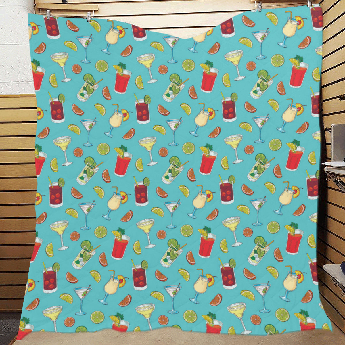 Cocktail Pattern Print Design 05 Premium Quilt