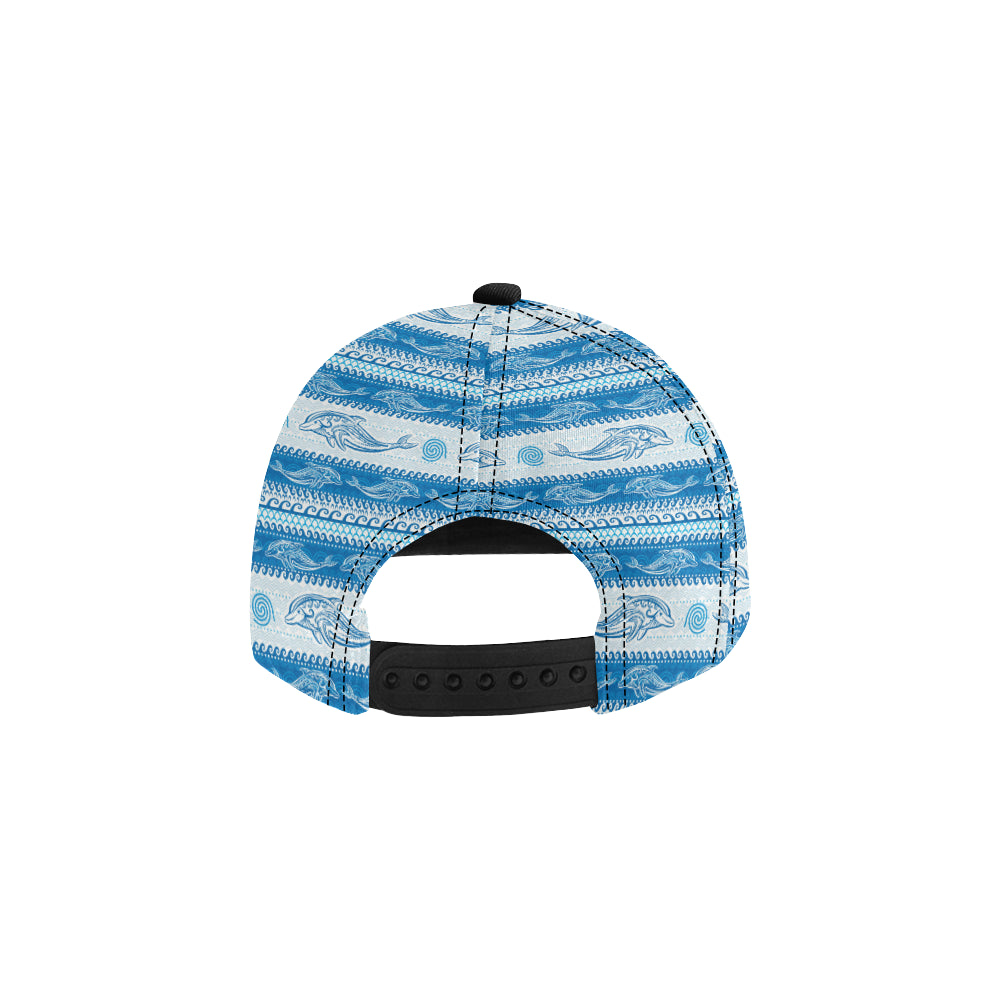 Dolphin Tribal Print Pattern Snapback Cap