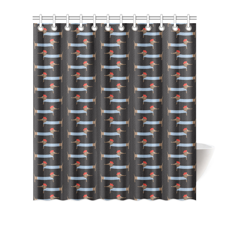 Dachshund Pattern Print Design 04 Shower Curtain