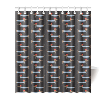 Dachshund Pattern Print Design 04 Shower Curtain