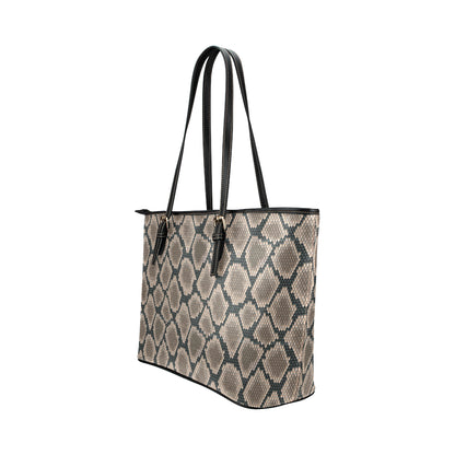 Snake Skin Design Print Leather Tote Bag