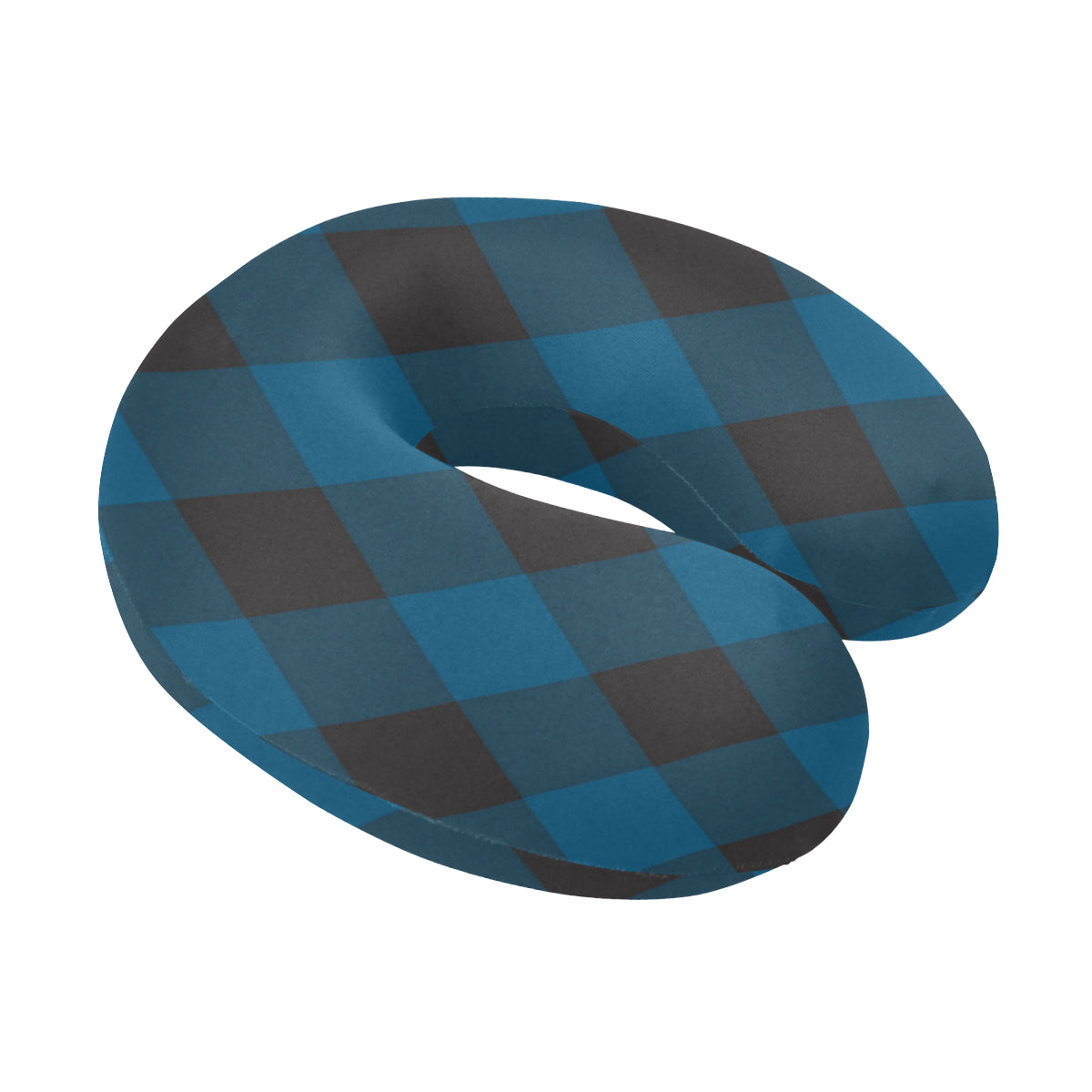 Plaid Blue Pattern Print Design A04 U-Shaped Travel Neck Pillow