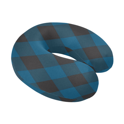 Plaid Blue Pattern Print Design A04 U-Shaped Travel Neck Pillow