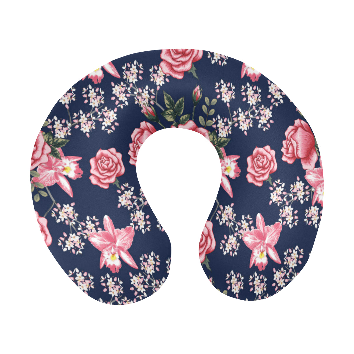 Rose Pattern Print Design A05 U-Shaped Travel Neck Pillow