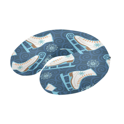 Ice Skate Pattern Print Design 01 U-Shaped Travel Neck Pillow