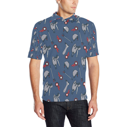 Equestrian Equipment Background Men Polo Shirt
