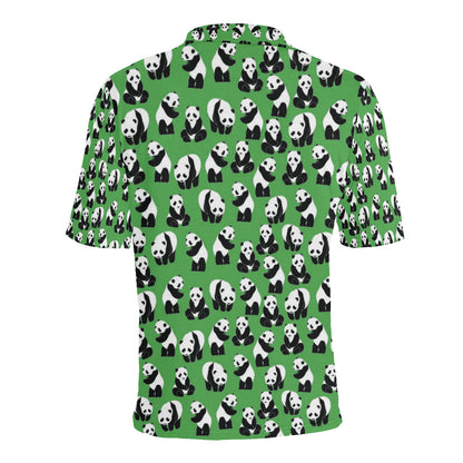 Panda Bear Pattern Themed Print Men Polo Shirt