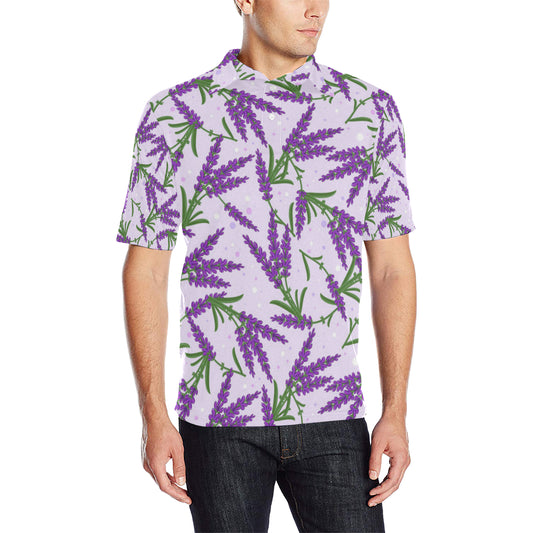 Lavender Pattern Print Design LV02 Men Polo Shirt