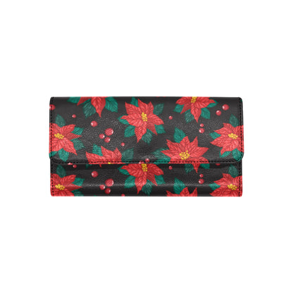 Poinsettia Pattern Print Design POT07 Women's Trifold Wallet
