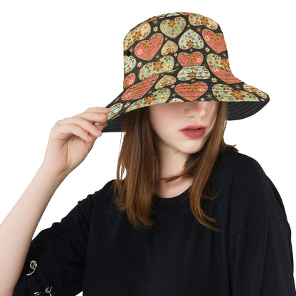Heart Boho Pattern Print Design HE04 Unisex Bucket Hat