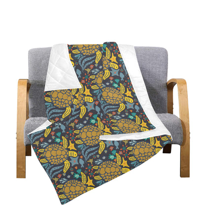 Sea Turtle Pattern Print Design T03 Premium Quilt