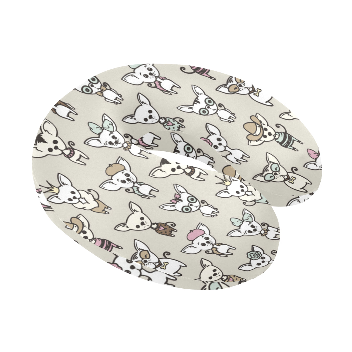 Chihuahua Pattern Print Design 02 U-Shaped Travel Neck Pillow
