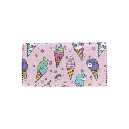 Ice Cream Pattern Print Design IC05 Women's Trifold Wallet