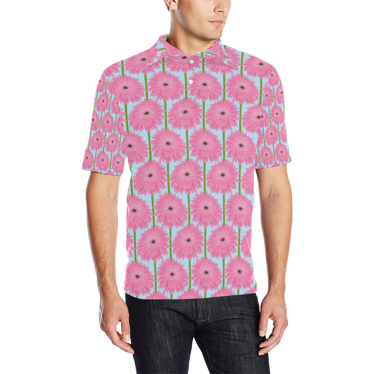 Gerberas Pattern Print Design GB01 Men Polo Shirt