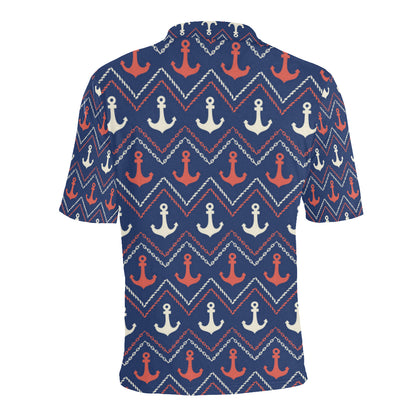 Anchor Pattern Print Design 07 Men Polo Shirt
