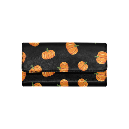 Pumpkin Pattern Print Design A05 Women's Trifold Wallet