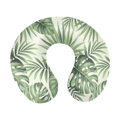 Palm Leaf Pattern Print Design A02 U-Shaped Travel Neck Pillow