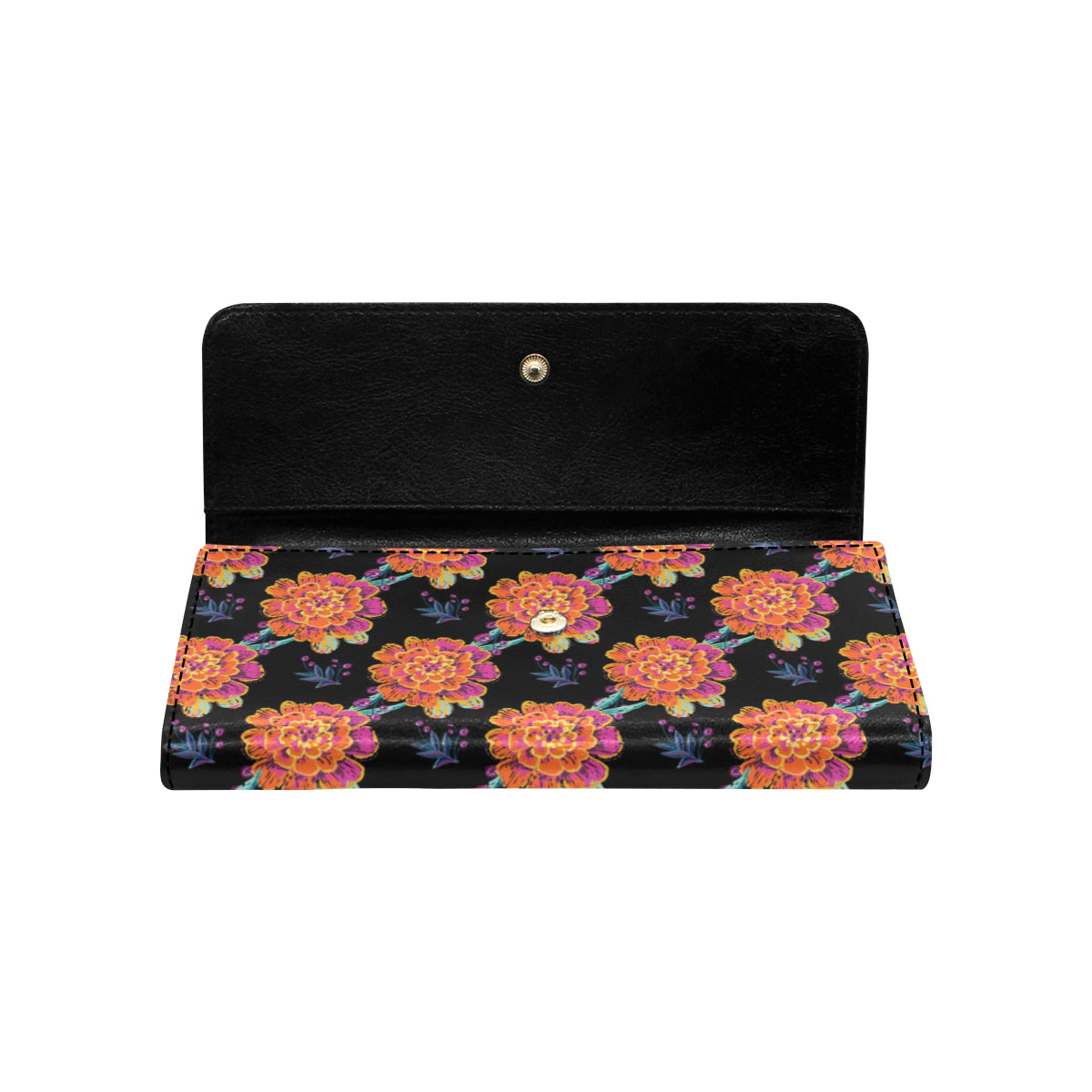 Marigold Pattern Print Design MR04 Women's Trifold Wallet