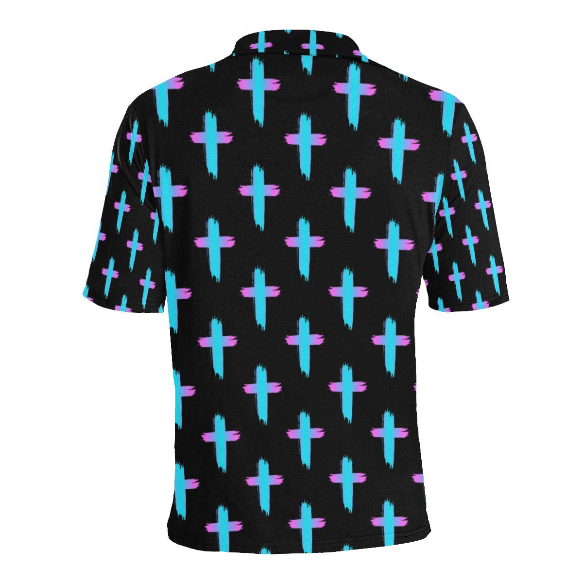 Christian Cross neon Pattern Men Polo Shirt