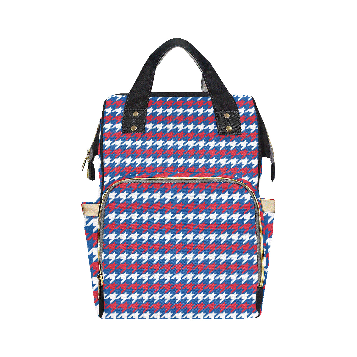 Patriotic Houndstooth Pattern Print Design A02 Diaper Bag Backpack