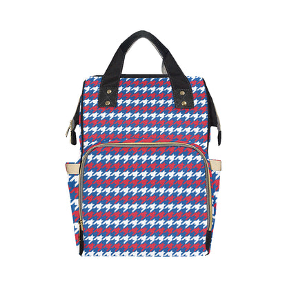 Patriotic Houndstooth Pattern Print Design A02 Diaper Bag Backpack