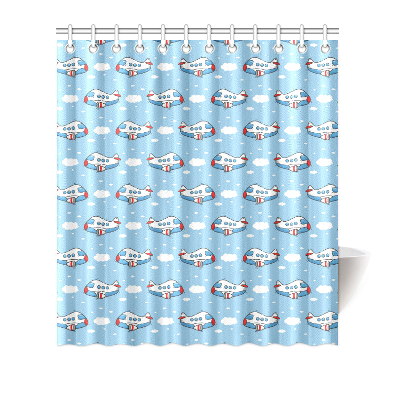 Airplane Cartoon Pattern Print Design 07 Shower Curtain