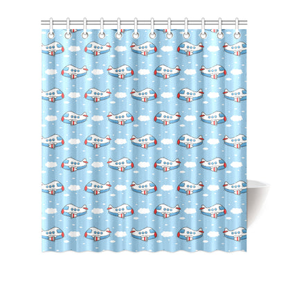 Airplane Cartoon Pattern Print Design 07 Shower Curtain