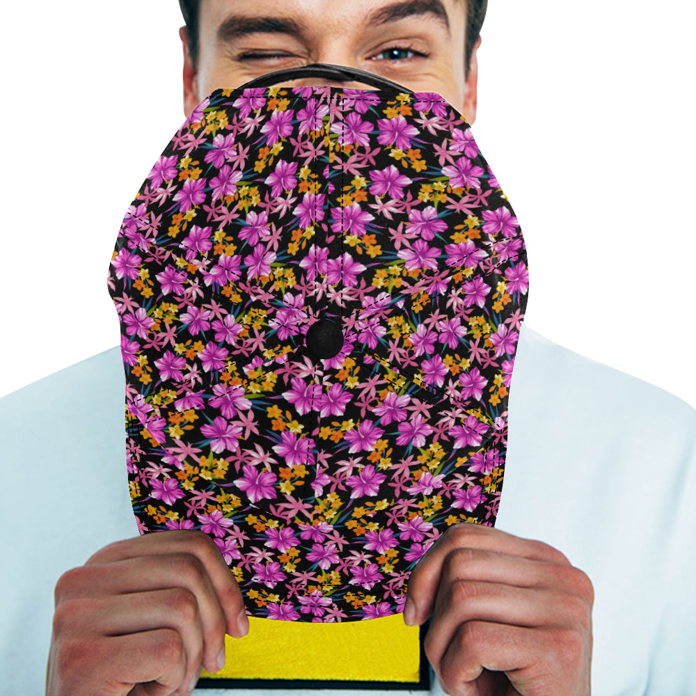 Tropical Folower Pink Hibiscus Print Snapback Cap