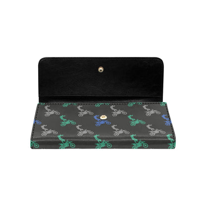 Motocross Pattern Print Design 02 Women's Trifold Wallet