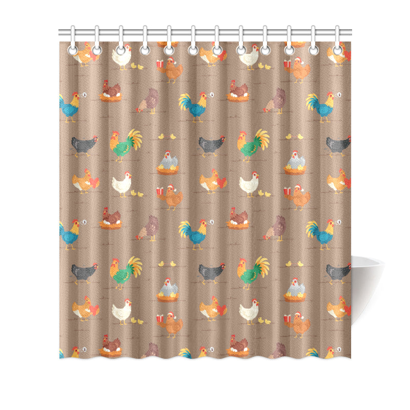 Chicken Happy Print Pattern Shower Curtain