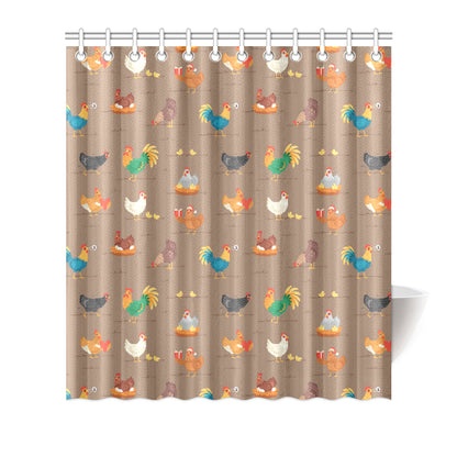 Chicken Happy Print Pattern Shower Curtain