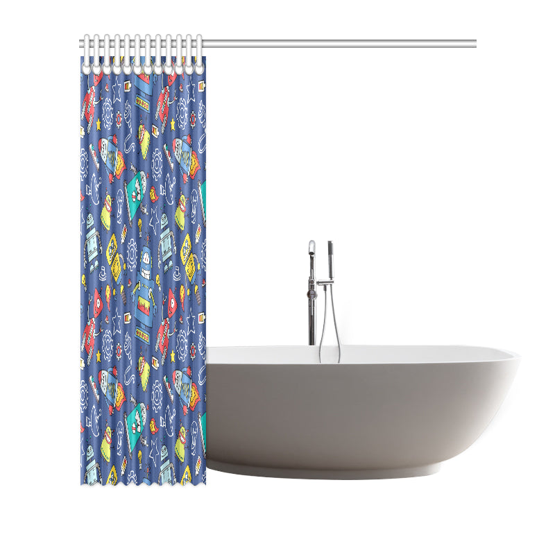 Robot Pattern Print Design A03 Shower Curtain