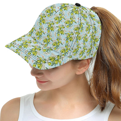 Elegant Olive Floral Print Snapback Cap