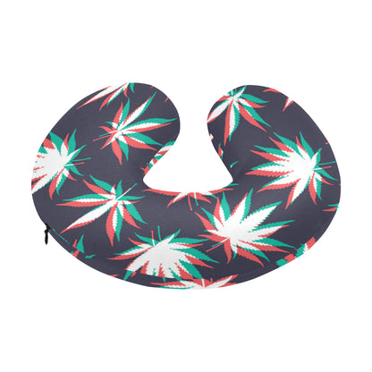 Pot Leaf Pattern Print Design A01 U-Shaped Travel Neck Pillow