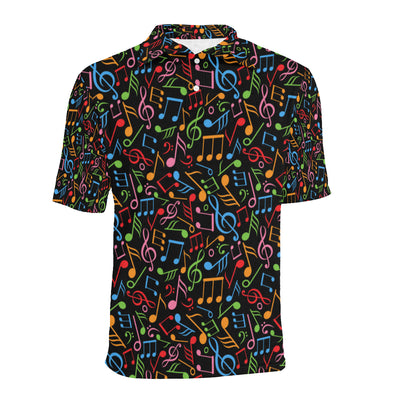 Music Note Colorful Themed Print Men Polo Shirt