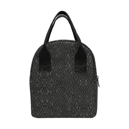 Snake Skin Black Print Insulated Lunch Bag