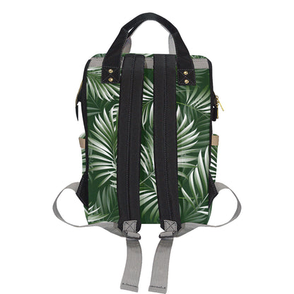 White Green Tropical Palm Leaves Diaper Bag Backpack