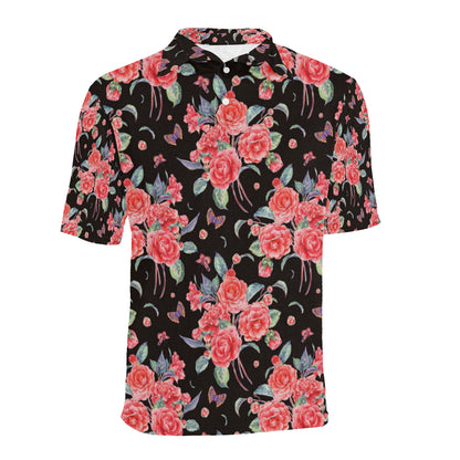 Camellia Pattern Print Design CM03 Men Polo Shirt