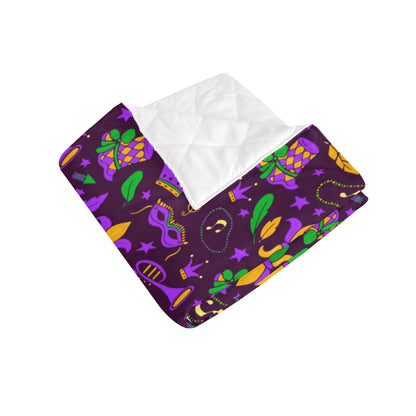 Mardi Gras Pattern Print Design 08 Premium Quilt