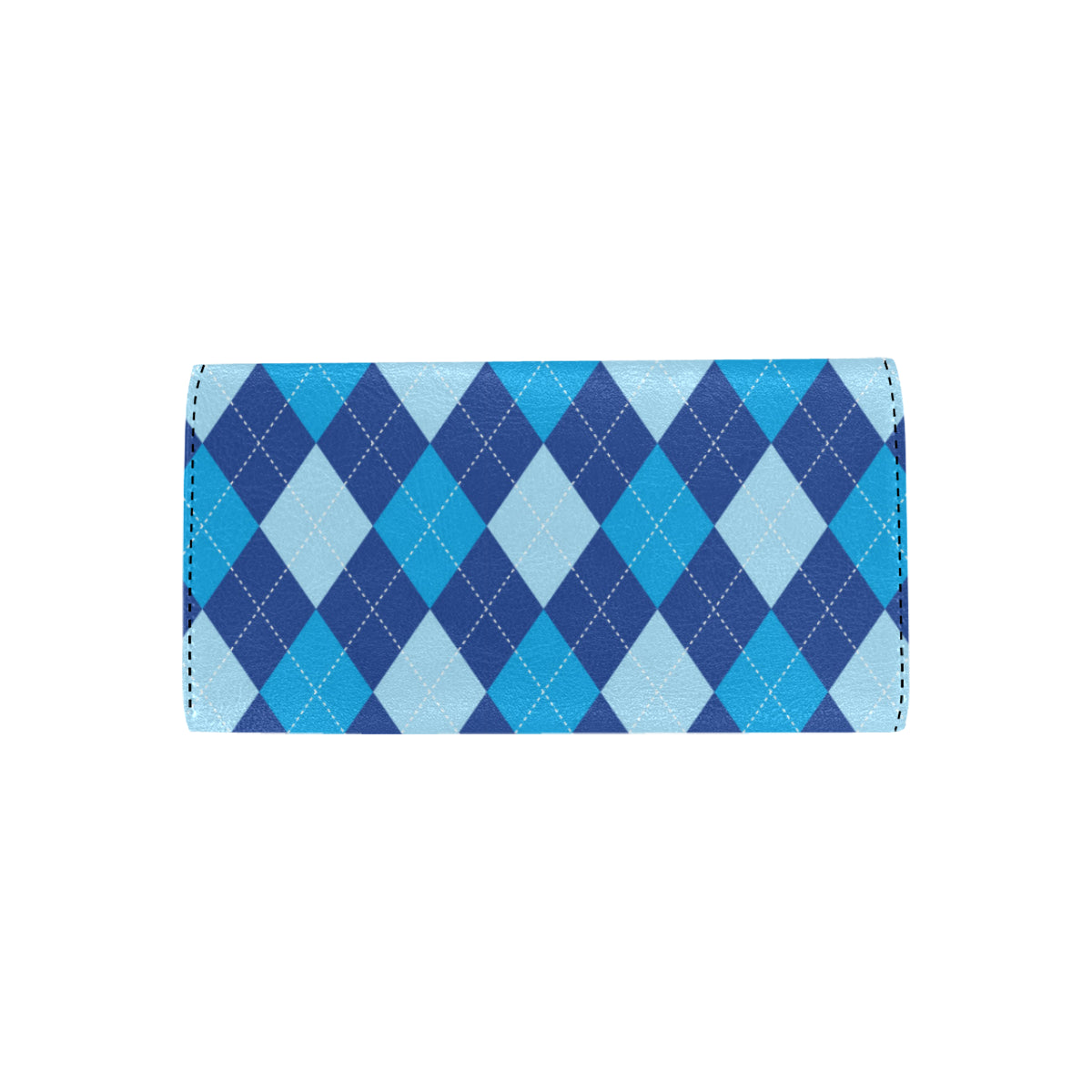 Argyle Blue Pattern Print Design 02 Women's Trifold Wallet