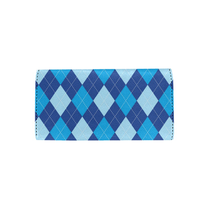Argyle Blue Pattern Print Design 02 Women's Trifold Wallet