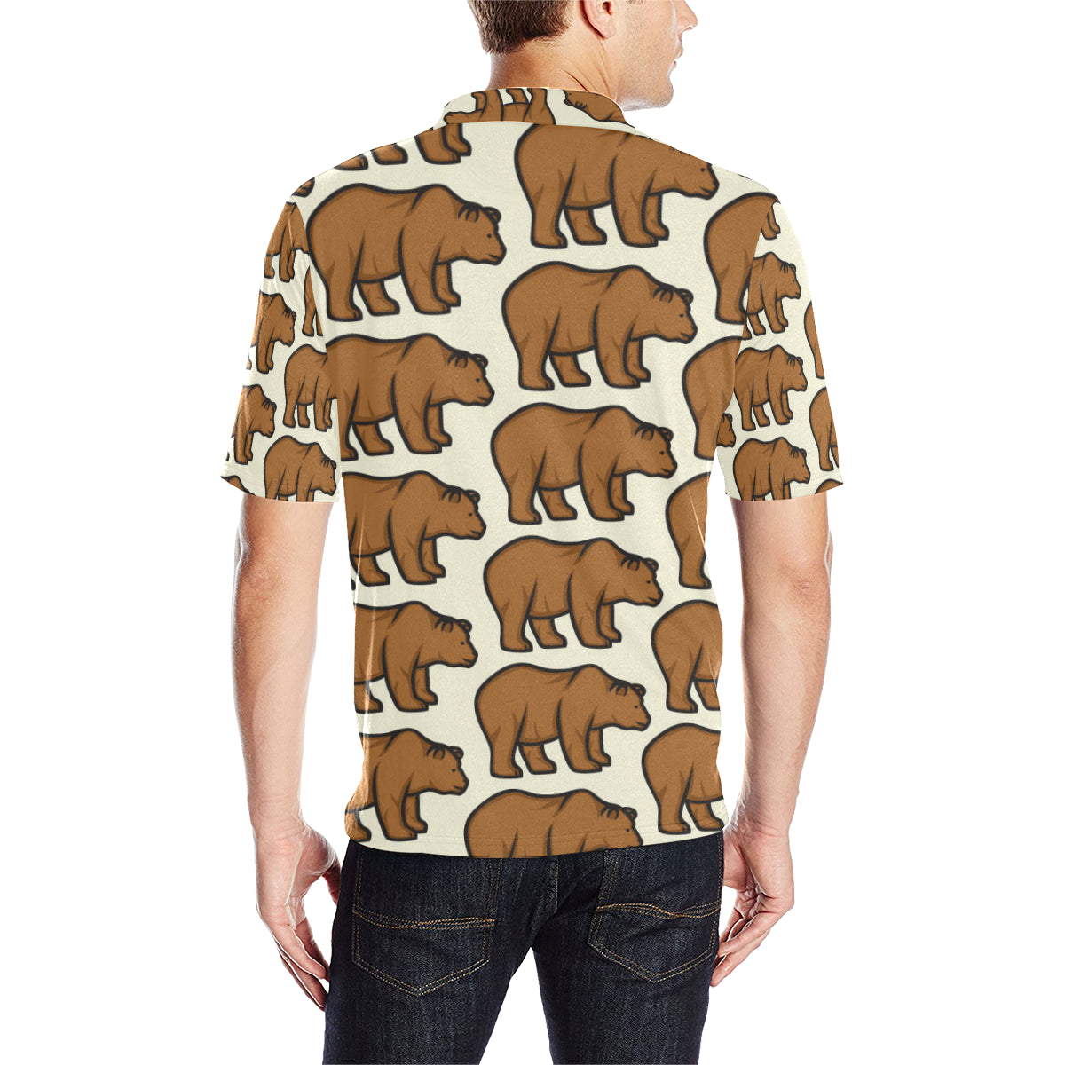 Bear Pattern Print Design BE05 Men Polo Shirt