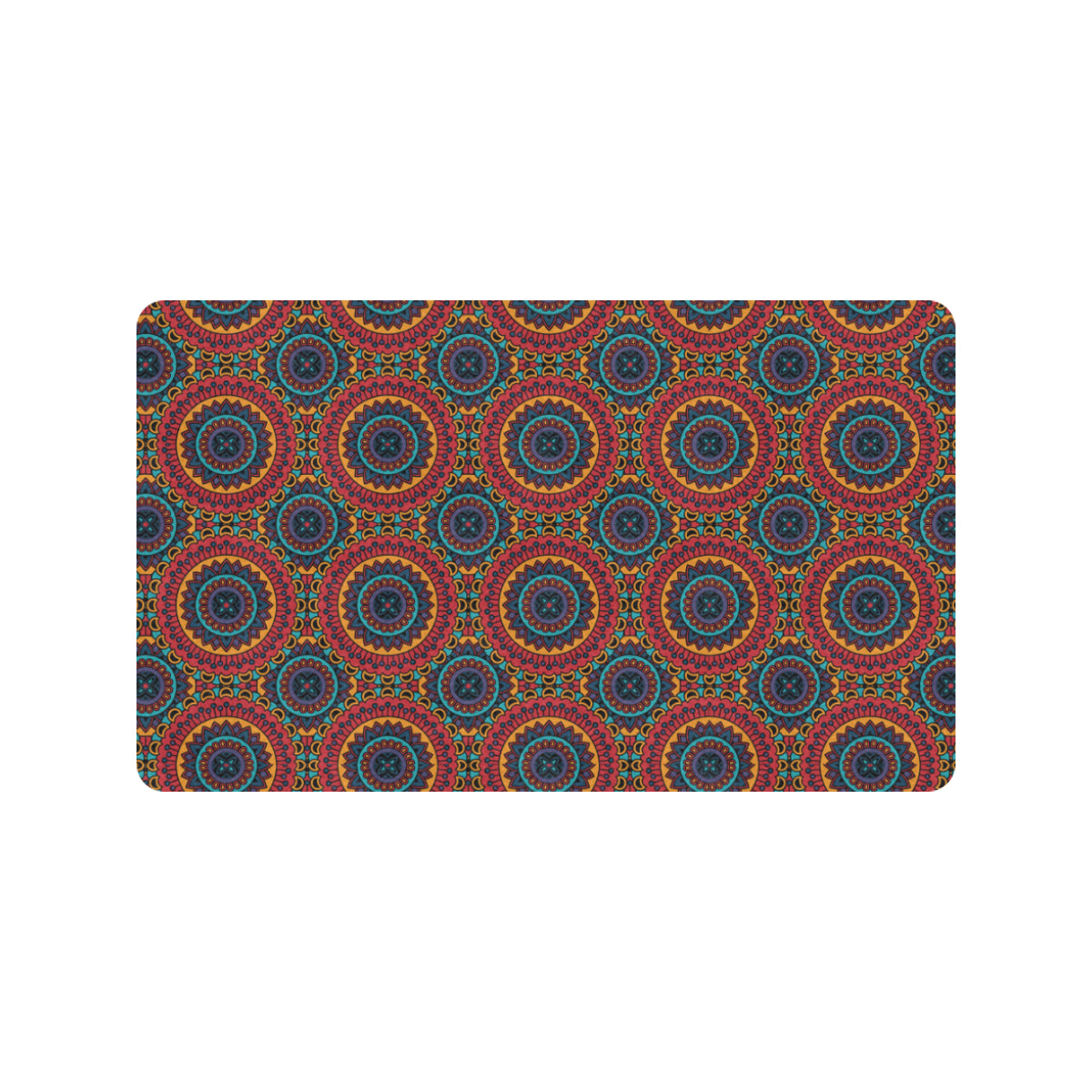 Bohemian Mandala Style Print Rubber Doormat