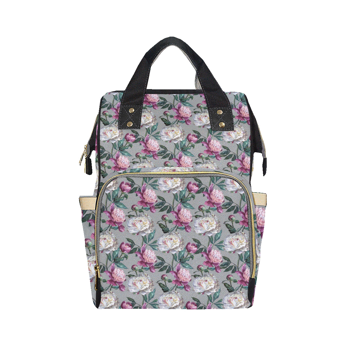 Peony Pattern Print Design PE01 Diaper Bag Backpack
