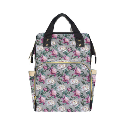 Peony Pattern Print Design PE01 Diaper Bag Backpack
