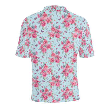 Camellia Pattern Print Design 01 Men Polo Shirt