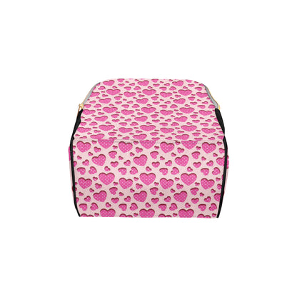 Heart Pink Pattern Print Design HE06 Diaper Bag Backpack